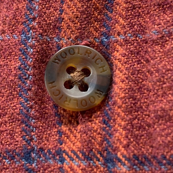 Vintage Woolrich Mens Rust Plaid Long Sleeve Button Down Shirt XL Cotton - Picture 10 of 12